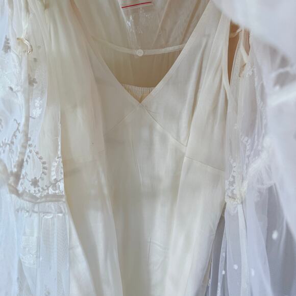 Free People Stevie Maxi Dress Mesh Embroidered Boho Western SZ XL Bridal - Picture 10 of 13